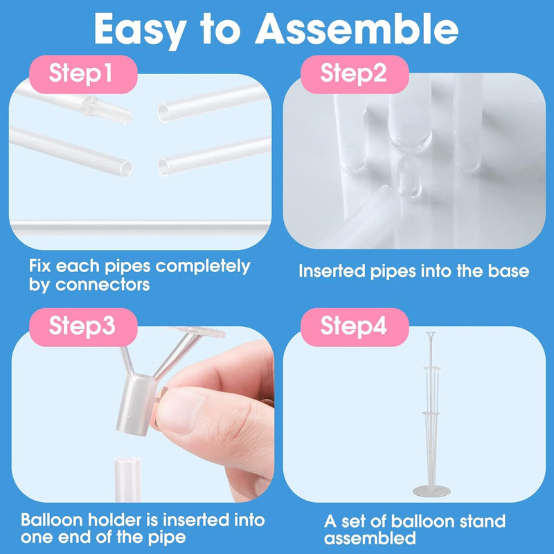 4 Sets Balloon Stand Kits with Base for Table, Graduation, Birthday, Baby Shower, Gender Reveal Party Decorations