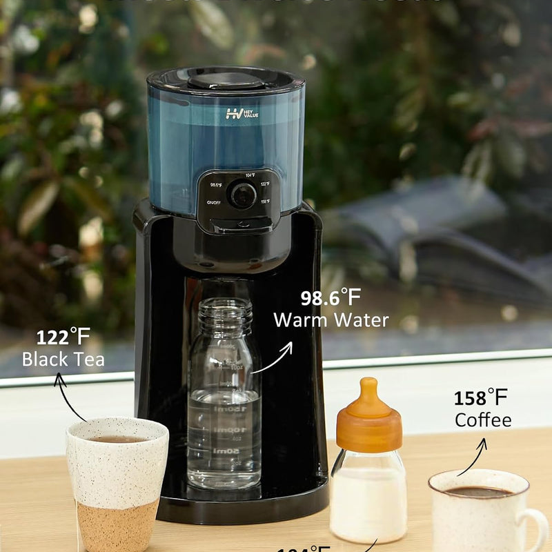 HEYVALUE Water Warmer for Baby Formula with Night Light,Bottle Warmer,Black | 4 Temperature Control & 72H Keep Warm, Detachable Tank, Instantly Dispenses Warm Water, Feed Baby More Easier and Healthier