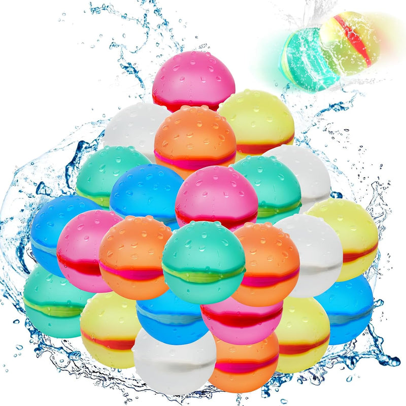 12 Pcs Reusable Water Balloons, Self-Sealing Refillable Water Balls, Pool Toys for Kids Ages 4-14, Pool Beach & Outdoor Water Ballons