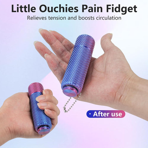 New Little Ouchies Pain Fidget, 3D Printed Pain Stim Fidget for Adult , Spiky Grippy Stim Keychain with [Spinner & Clicker] Functions, Sensory Toys for Stress Relief - 2 Pack