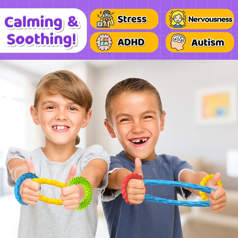Sensory Toys Fidgets for Kids Adults - 4 Pack Stretchy Fidget Toys Bracelets | Texture & Calming Autism Sensory Toys for Special Needs Autistic Children Classroom Fidgets| Squishy Fidgets Travel Gifts
