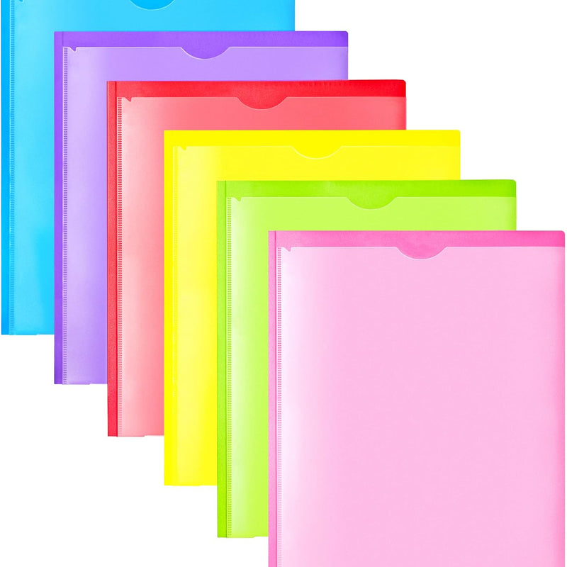Heavy Duty Plastic Folders with Clear Front Pocket - 18PCS, 3 Pockets Folders with Prongs and Card Slot, for Letter Size Sheets, Bright Colors