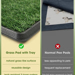 Powools Grass Pad for Dogs Potty - 3-Layer Reusable Dog Grass Pad with Tray, Washable Artificial Grasses Dog Potty Tray with Drainage Holes, Indoor & Outdoor Grass Pee Pad for Dogs, 30" x 20"