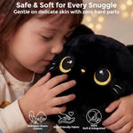 Mewaii Cute Black Cat Plush Pillow, Kawaii Plushies Black Cat Stuffed Animals, Squishy Plushies, Cuddle Plush Pillow for Kids & Girls (13 Inch)