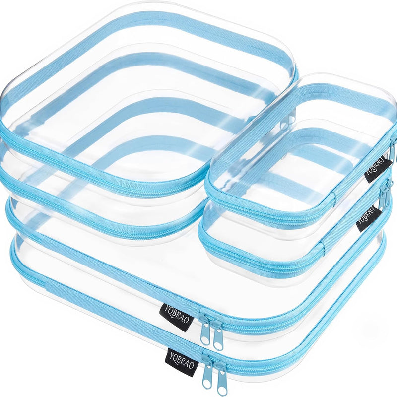 YQBRAO Clear Hard Shell Zipper Cases, 6 Multi-Size Organizers, White | Rigid clear shells in three practical sizes organize toiletries, cosmetics, cables, stationery and household essentials