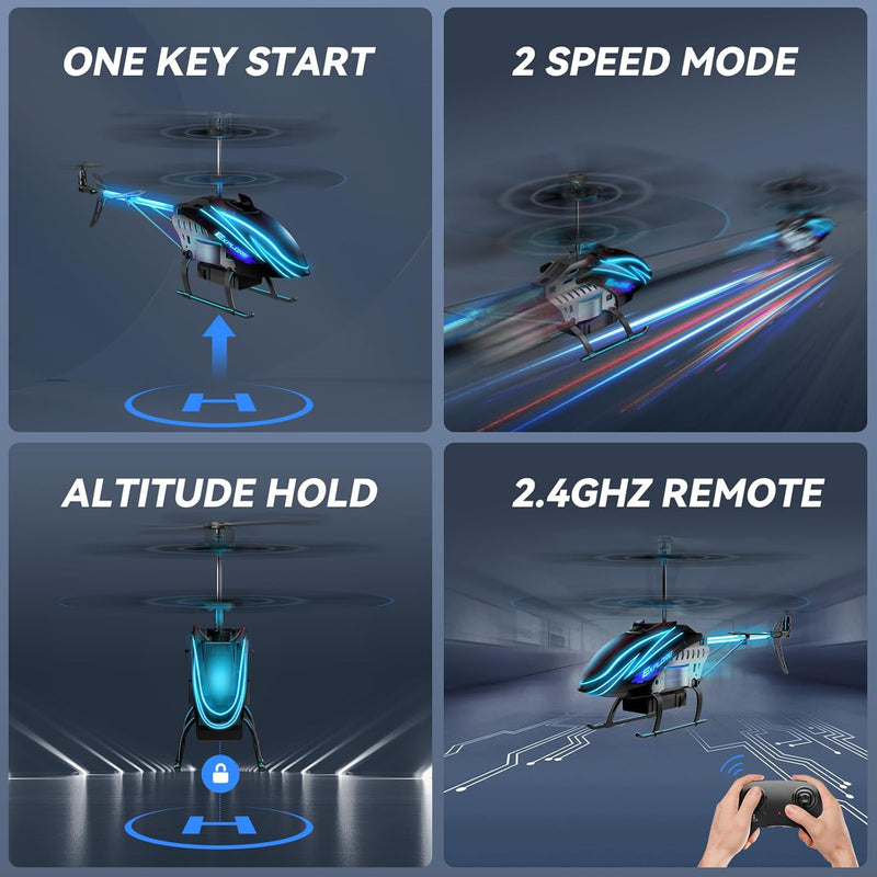 BUSSGO RC Helicopter with 30Mins Flight, 7+1 LED Light Modes, Altitude Hold, RC Toys for Boys and Girls