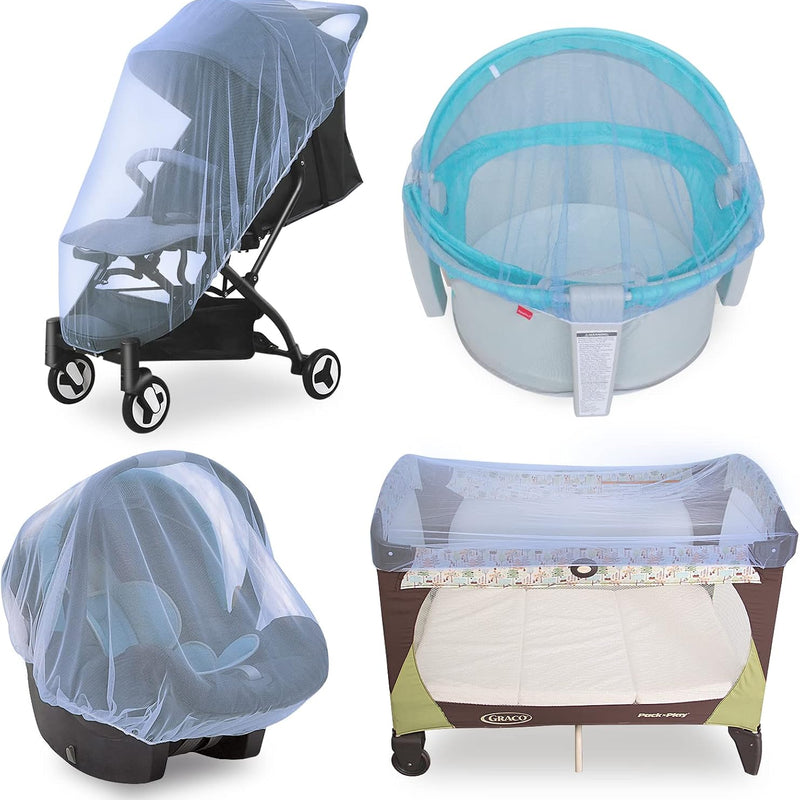 Baby Mosquito Net for Stroller, Bug Net and Mesh Protection,White | Reusable Portable Baby Insect Netting for Stroller, Playards, Pack N Plays and Portable Mini Crib