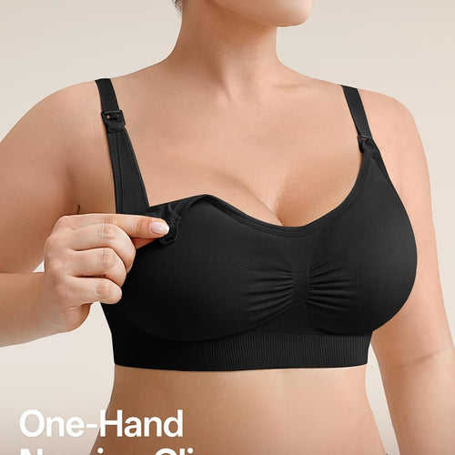 Angelhood Women Nursing Bras for Breastfeeding 5 Pack, Maternity Sleep Bra | Seamless Pregnancy Full Bust Bralettes with Extenders, Wireless V Neck Bralette, Ultra Comfort Postpartum Essentials Bra Pack