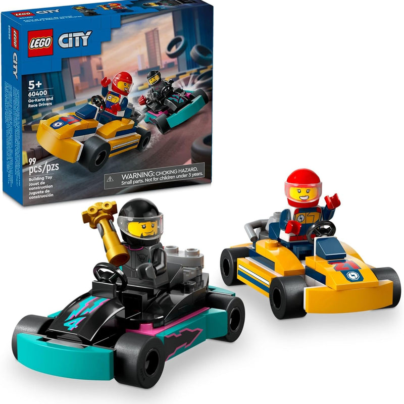 LEGO City Go-Karts and Race Drivers Toy Playset, 2 Driver Minifigures, Racing Vehicle Car Toys, Ages 5+, 60400