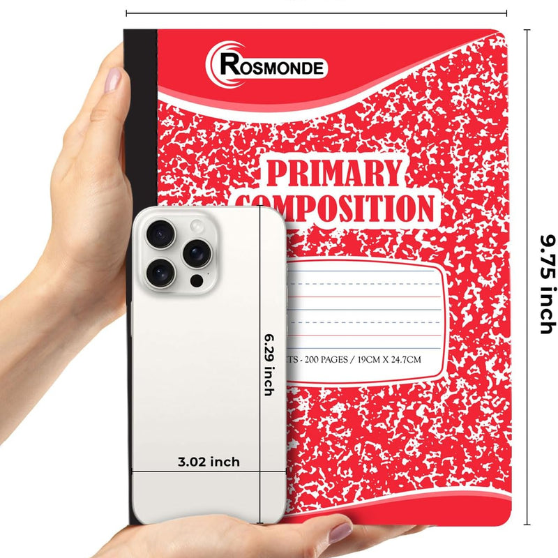 Rosmonde 5 Pack Primary Composition Notebook, 200 Pages (100 Sheets), Drawing Story Journal Writing Notebook, 9-3/4 x 7-1/2, Primary Composition Notebooks, Grades K-2, With Header For Drawing