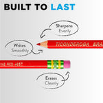 Ticonderoga Erasable Checking Wood-Cased Pencils, Pre-Sharpened, Red, 12 Count