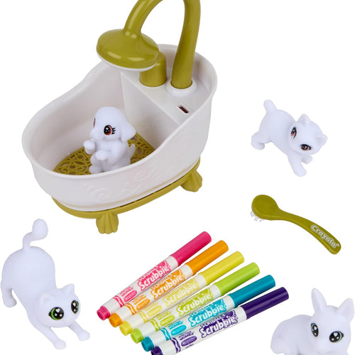 Crayola Scribble Scrubbies Glam Pack (4 Pets), Washable Pet Care Toy & Coloring Animal Craft Kit, Gift for Kids Ages 3+