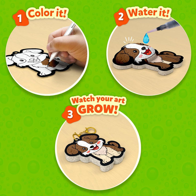 Skillmatics Aqua Puffs Animals, Art & Craft, Paint by Number, Gift for Kids | DIY Puffy Keychains, Screen-Free, Mess-Free Activity, Travel & Creative Kit for Girls & Boys Ages 4, 5, 6, 7, 8, 9, 10
