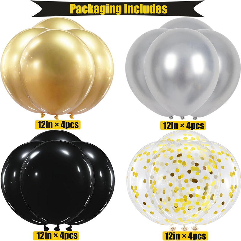 Black Gold Birthday Decoration Set for Men Women Girls and Boys Party