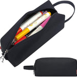 Fmeida Pencil Case Pouch - Water Resistant Pencil Pouch Portable Pencil Bag Simple Office Stationery Pouch with Handle Back to School Supplies - Black