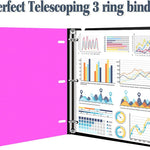 INFUN Telescoping 3 Ring Binder - 4PCS, Portable Plastic 3 Ring Binder with Telescoping Spine, Binders with Foldable Front Cover Holds 8.5"x11" Paper for School, Office, Homes