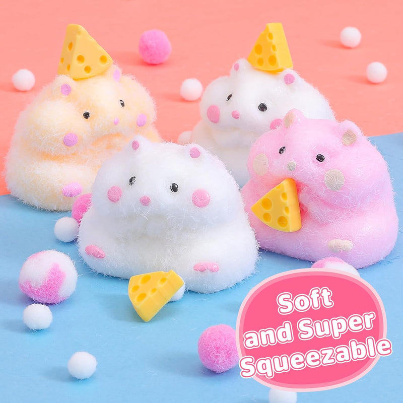 4pcs Taba Squishy Hamster Fidget Toys, Big Soft fufu Hamster Squishy Toy, Cute Taba Toys for Stress Relief, Hamster Fidget Toys Suitable Adults Kids