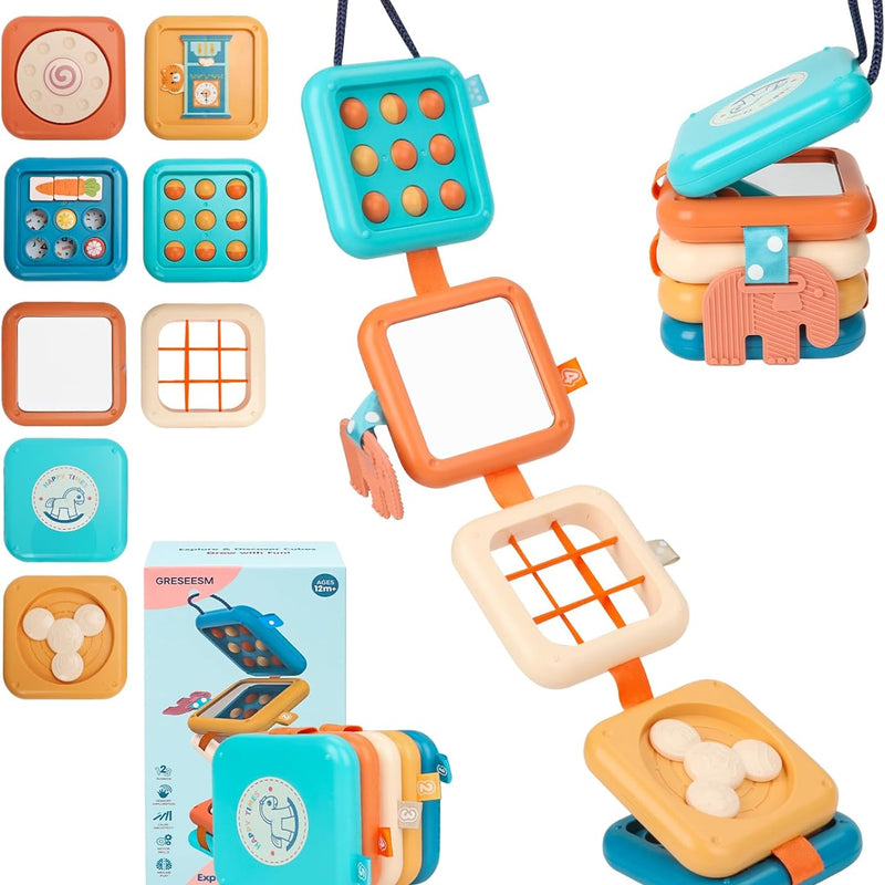 GRESEESM Busy Board Montessori Toy for 1 Year Old Boy Gifts, Travel Toys for Toddler 1-3, Sensory Activity Airplane Essential, Baby Boys Birthday Gift, Easter Basket & Stocking Stuffers