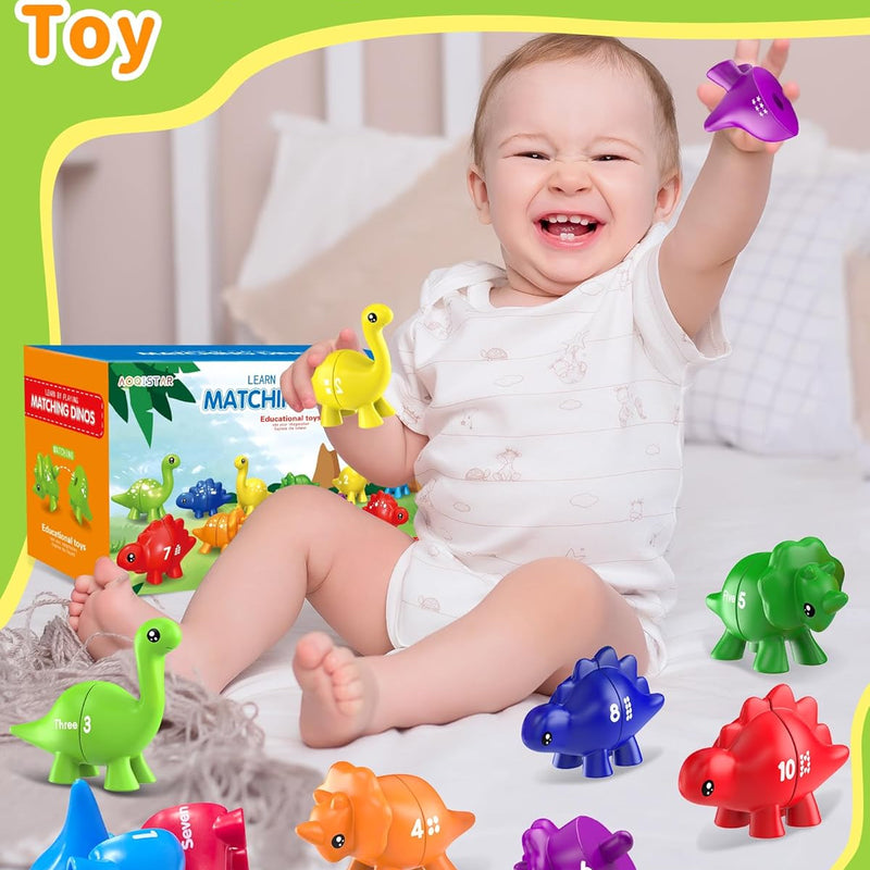 Montessori number learning dinosaur toys for 3-5 year old kids, double-sided, educational and entertaining