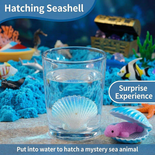 AGENTLAN Ocean Sensory Bin with Sensory Sand, Ocean Toys for Kids | Sand Kit with sea animals, Sea sand box sensory kit, Gift for toddlers ages 3+