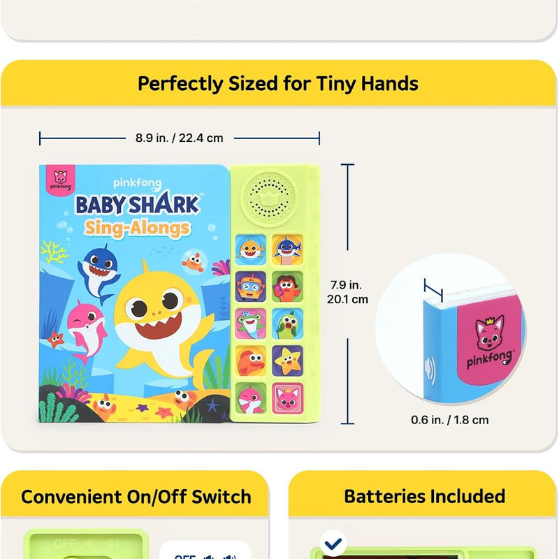 Baby Shark Sing-Alongs 10 Button Sound Book | Baby Shark Toys | Learning & Education Toys | Interactive Baby Books for Toddlers 1-3 | Gifts for Boys & Girls