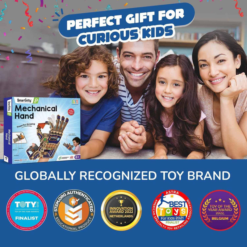 Smartivity DIY Robotic Mechanical Hand STEM Toy for Kids 8-14 Years Old, Engineering Kit, Parents Choice Award Winner