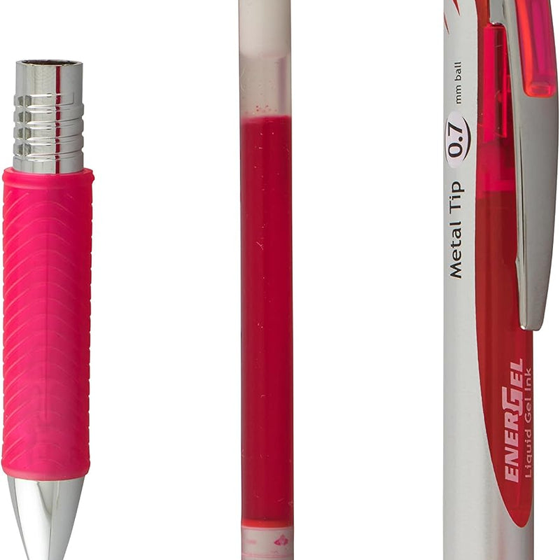 Pentel EnerGel RTX Retractable Liquid Gel Pen, (0.7mm) Metal Tip, Medium Line,Assorted Ink, 8-Pk (BL77BP8M1)
