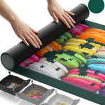 The Original Newverest Jigsaw Puzzle Mat Roll Up, Saver Pad 46” x 26” Portable Keeper Up to 1500 Pieces with Non-Slip Rubber Bottom & Smooth Top + 3 Puzzle Sorting Trays & Travel-Friendly Storage Bag