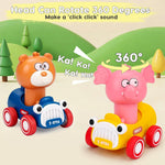 AugToy Press to Go Cars Toys for Baby Infant Toddlers Toys | Animal Racing Cars Toys, Push Go Cars Toys for Baby Boys Girls Easter Christmas Birthday Gifts