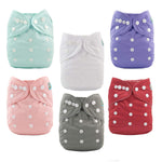 ALVABABY Baby Cloth Diaper 6 Pack with 12 Inserts One Size Cloth Diaper Covers Adjustable Washable Reusable for Baby Girls and Boys