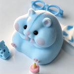 Handmade Taba Squishy Hamster Toy, Cute Squishy Hamster Fidget Toy, Realistic Hamster Toy, Soft Silicone Mochi Furry Toy, Stress Relief Gift for Adults & Kids, Sensory Anxiety Plushie (Blue)