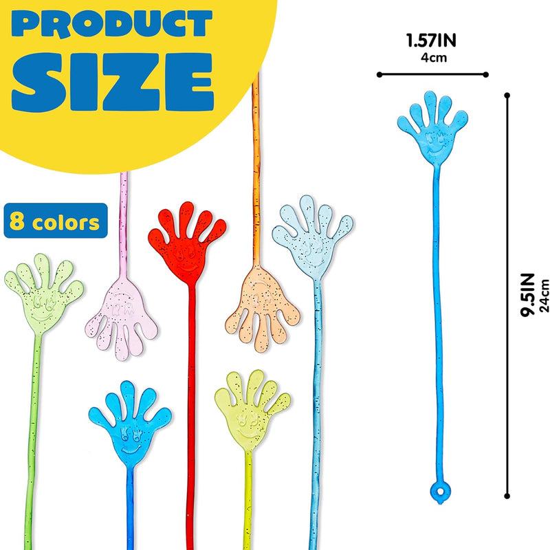 JOYIN 48Pcs Glitter Sticky Hands Party Favors for Kids, Holiday Traditions, Classroom Treasure Box Carnival Prizes Bulk Pinata Stuff Mini Toys