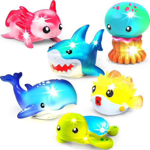 Tub Works Under the Sea Light Up Bath Toys 6 Pack Water-Activated Color Changing