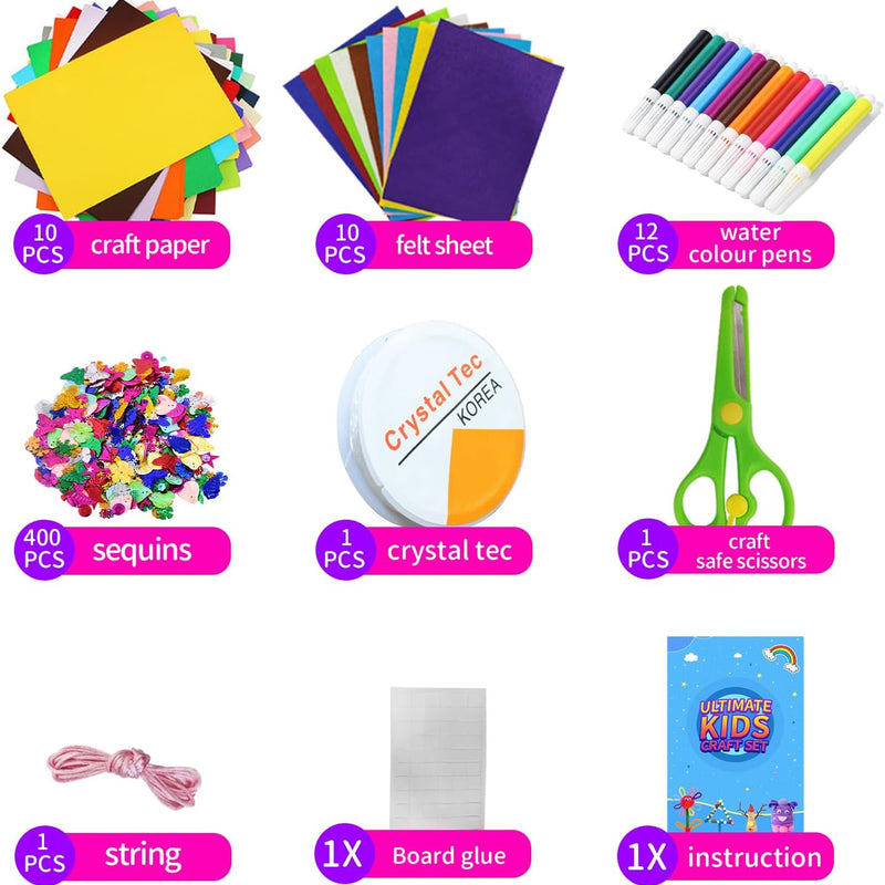 Itopstar 3000 Kids Arts and Crafts Supplies for Kids Crafting Supply in 3 Layered Plastic Art Box All in One Ages 8 9 10 11 & 12 Year Old Girls & Boys Crafting Supply Set