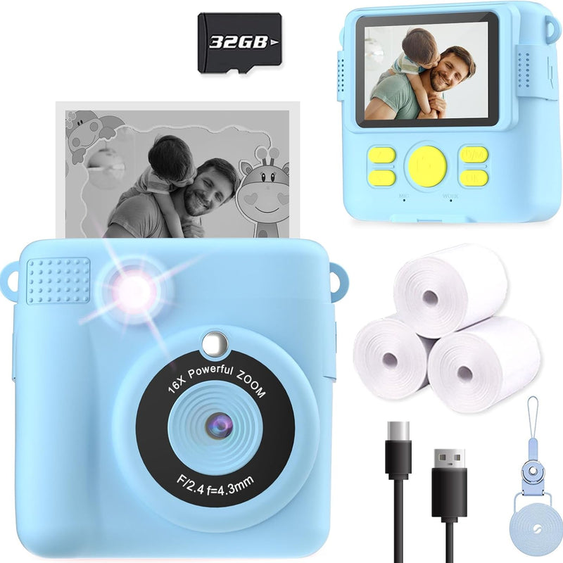 ESOXOFFORE Instant Print Camera for Kids, 32GB SD Card, 3-12 Years