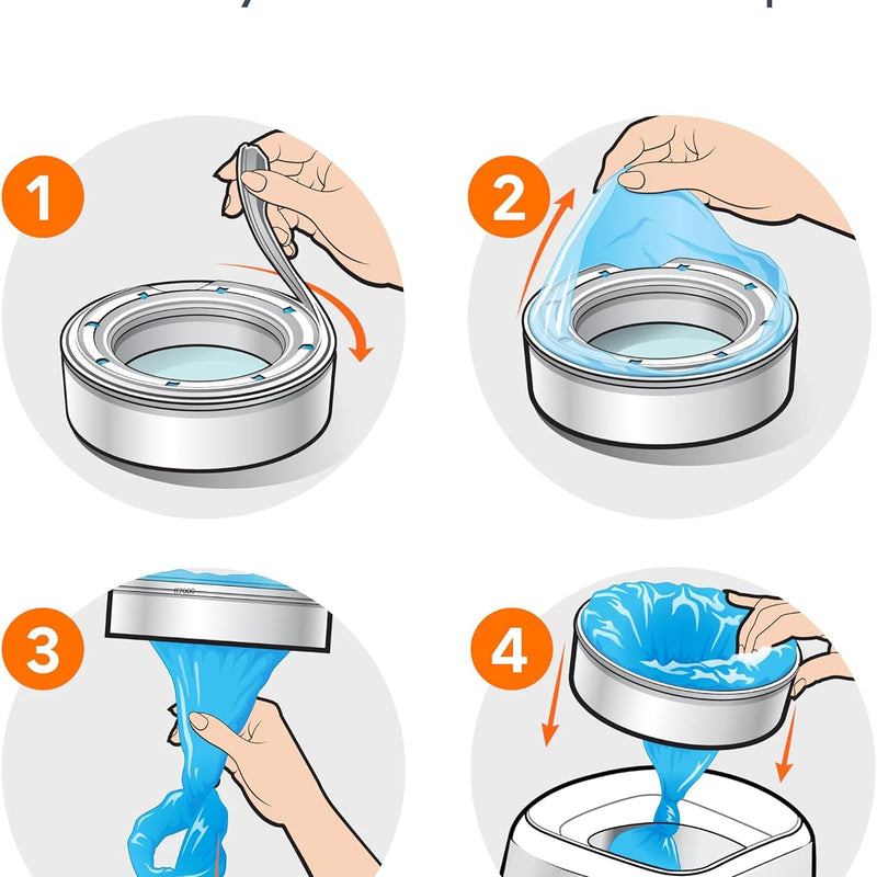 Diaper Genie Essentials Round Refill 8-Pack, Unscented, Fits Complete Pails