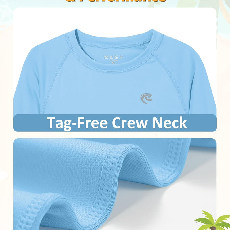 Boys UPF 50+ Swim Shirt Long Sleeve, 1 or 2 Pack UV Sun Protection Rash Guard, Youth Kids SPF Water Shirts for Beach Surf