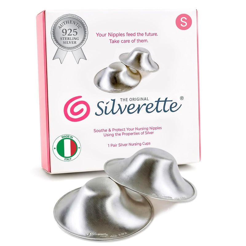 Silverette Nursing Cups, Postpartum Essentials, The Real, Small Silver | Pure 925 Sterling Silver Nursing Cups, Nipple Shields for Breastfeeding Newborn, Silver Nipple Covers, Made in Italy, Gift