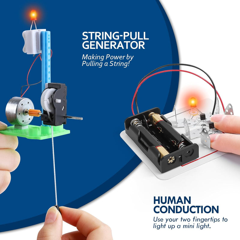 8-Circuit Science Experiment Kit for Kids Ages 8-12, STEM Electrical Light Bulb Experiments, Electric Circuit Building