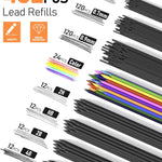 Four Candies 25PCS Mechanical Pencil Set with Case, Art Supplies with Metal Pencil 0.5, 0.7, 0.9 mm & 3PCS 2mm (HB 2H 2B 4B Color) & 432 Graphite Lead Refills, Technical Drawing Kit for Teen & Adults