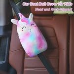 FIODAY Car Seat Belt Covers for Kids Unicorn Seat Belt Pillow | Soft Seat Belt Cushion Adjust Seat Strap Pillow Head Neck Support for Children Boys Girls Travel