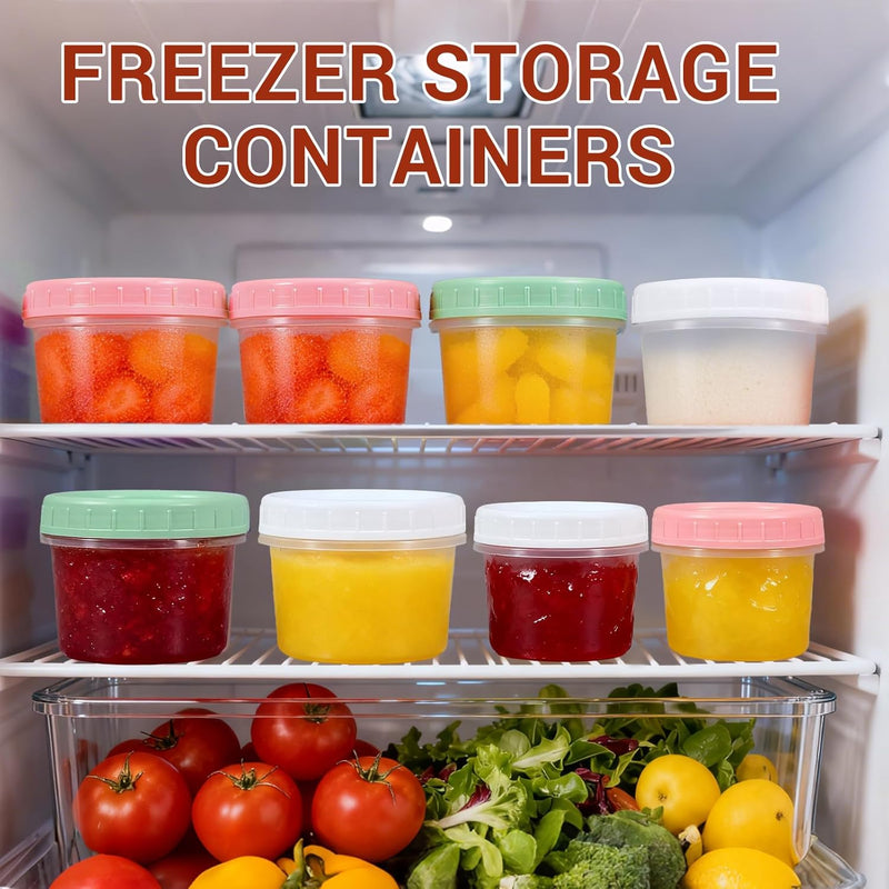 DEMORA 4 oz Small Plastic Containers with Twist on Lids [20 Sets], Stackable Little Food Storage Containers for Snack Lunch Meal Prep Salad Dressings, Freezer/Microwave/Dishwasher Safe, BPA Free