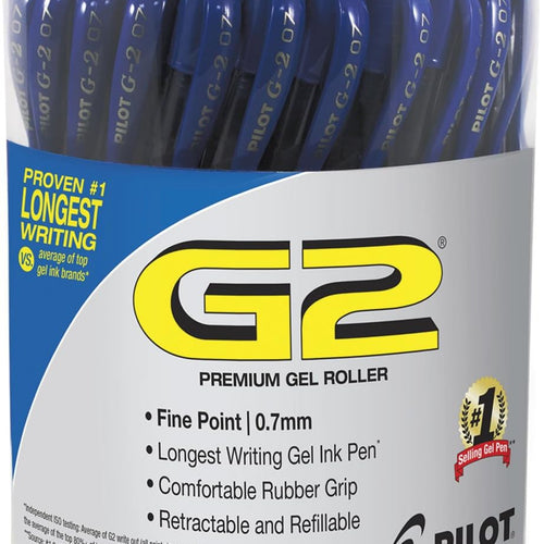 Pilot G2 Premium Gel Pen Convenience Pack, Retractable, Fine 0.7 mm, Blue Ink, Blue Barrel, 36/Pack
