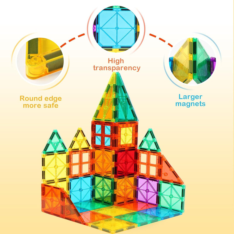 FNJO Magnetic Tiles 110PCS Magnet Building Set for Kids