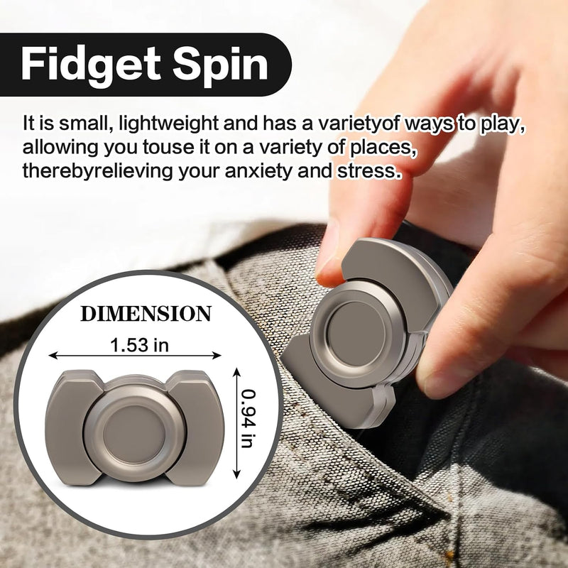 3-in-1 Fidget Toys Adults Kid: Spinner, Slider & Clicker – Magnetic Stainless Steel Bearing for Super-Stable Rotation – Stress Relief, Enhanced Focus, and Habit Breaking, Silver