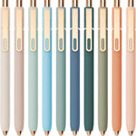 Linbsunne Gel Pens Black Ink Pens for Office 0.5mm Fine Point Pen Smooth Writing Retractable (Metal gold clip-10 pcs)