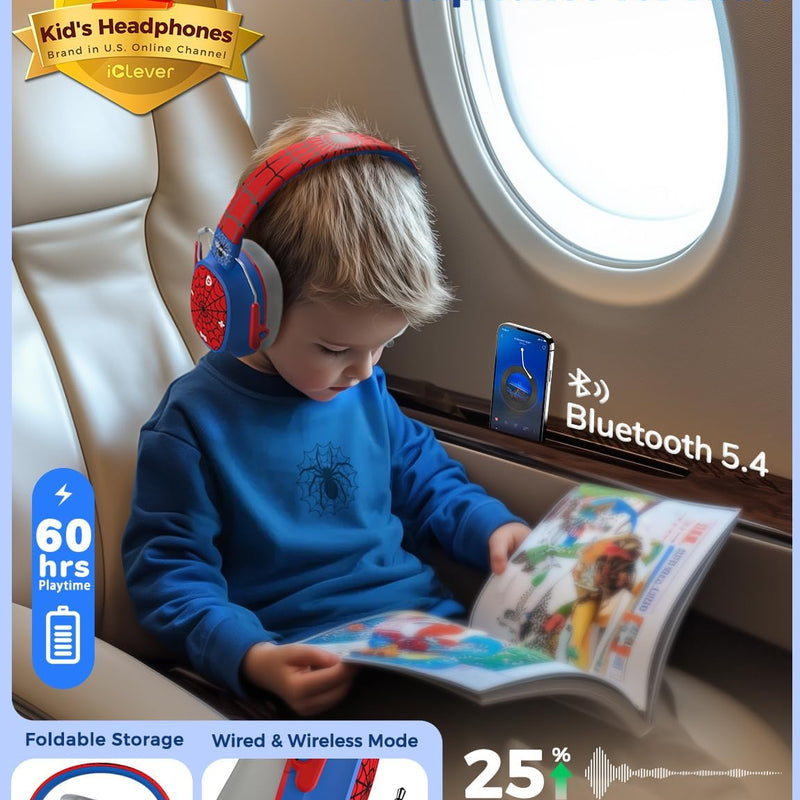 iClever Noise Cancelling Headphones for Kids Adult Bluetooth Ear Protection | SafeSound Tech, 60H PlayTime, Kids Wireless Noise Reduction Headphones for Autism Fireworks Event Monster Jam Concert, FOCUS