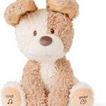 GUND Baby Peeki the Puppy Animated Plush, Singing Stuffed Animal, Sensory Toy for Babies and Toddlers, Plays Peek-a-Boo and Sings, Brown/Cream, 12”