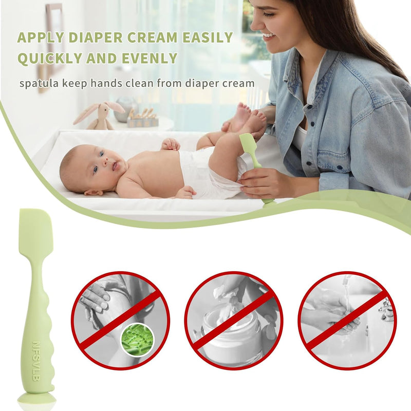 Baby Diaper Cream Spatula with Case-1 Large 2 Mini Butt Paste Spatula with 2 Travel Case-Soft Baby Butt spatula baby Diaper Cream Applicator-Diaper Rash spatula Bum Spatulas Brush