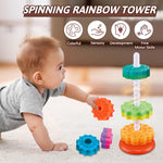 JUXUE Rainbow Ring Stacker Montessori Toys for Babies 6-12 Months, 1-3 Year Old Toddlers